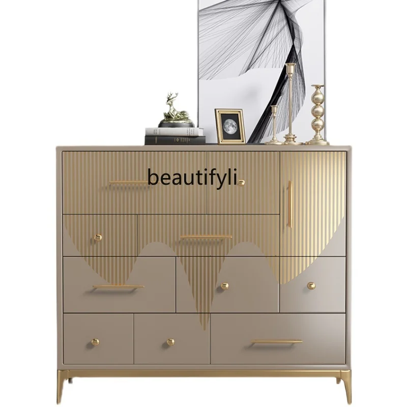 

Italian light luxury chest, living room storage cabinet, large capacity drawer cabinet, multi-functional locker