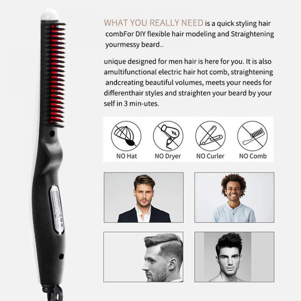 

1Pcs Beard Hair Straightening Comb Electric Hairdressing Brush Portable Multi-Use Hair Straightener for Salon Woman Eu