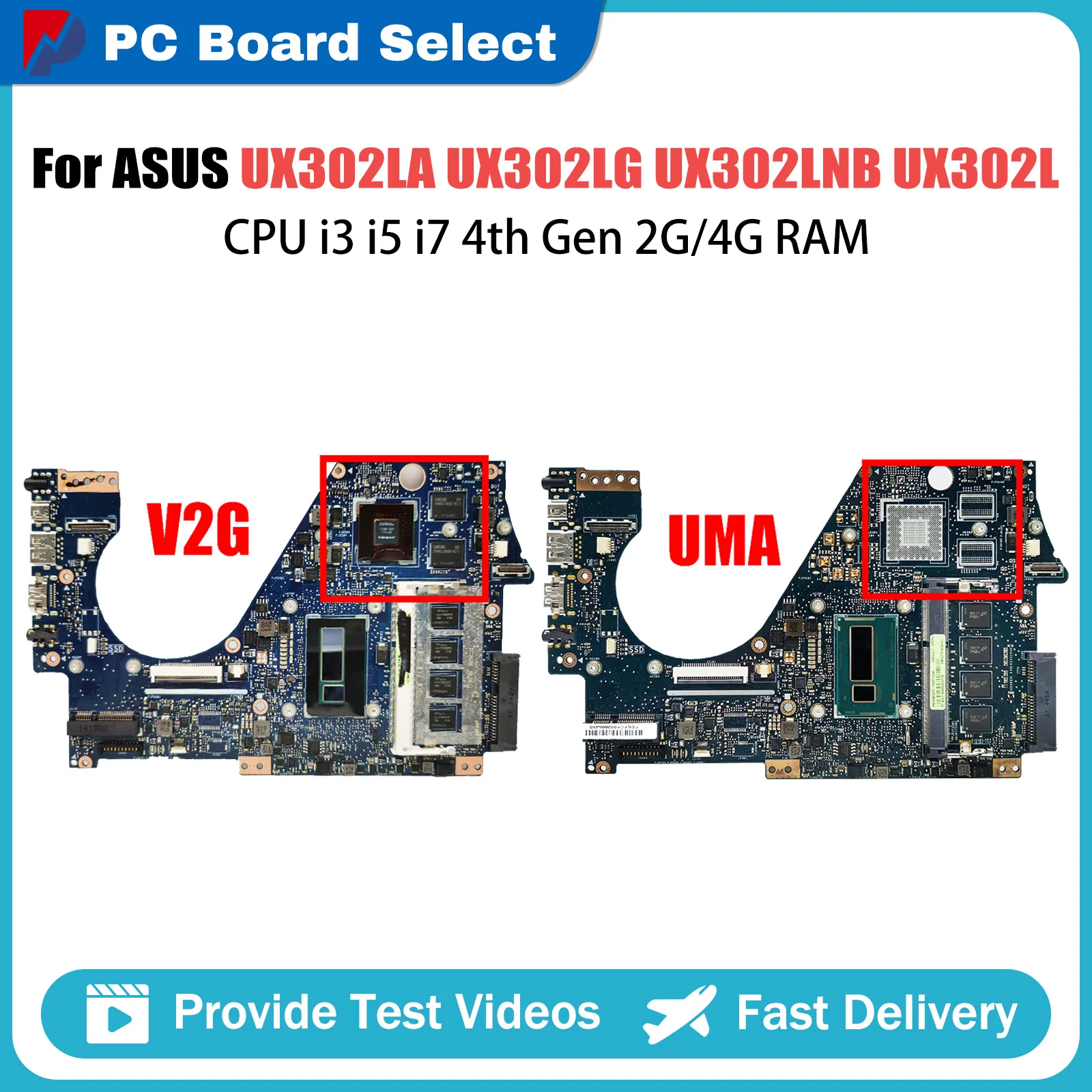 

UX302L Notebook Mainboard For ASUS UX302LA UX302LG UX302LNB UX302 Laptop Motherboard CPU i3 i5 i7 4th Gen 2GB 4GB RAM V2G