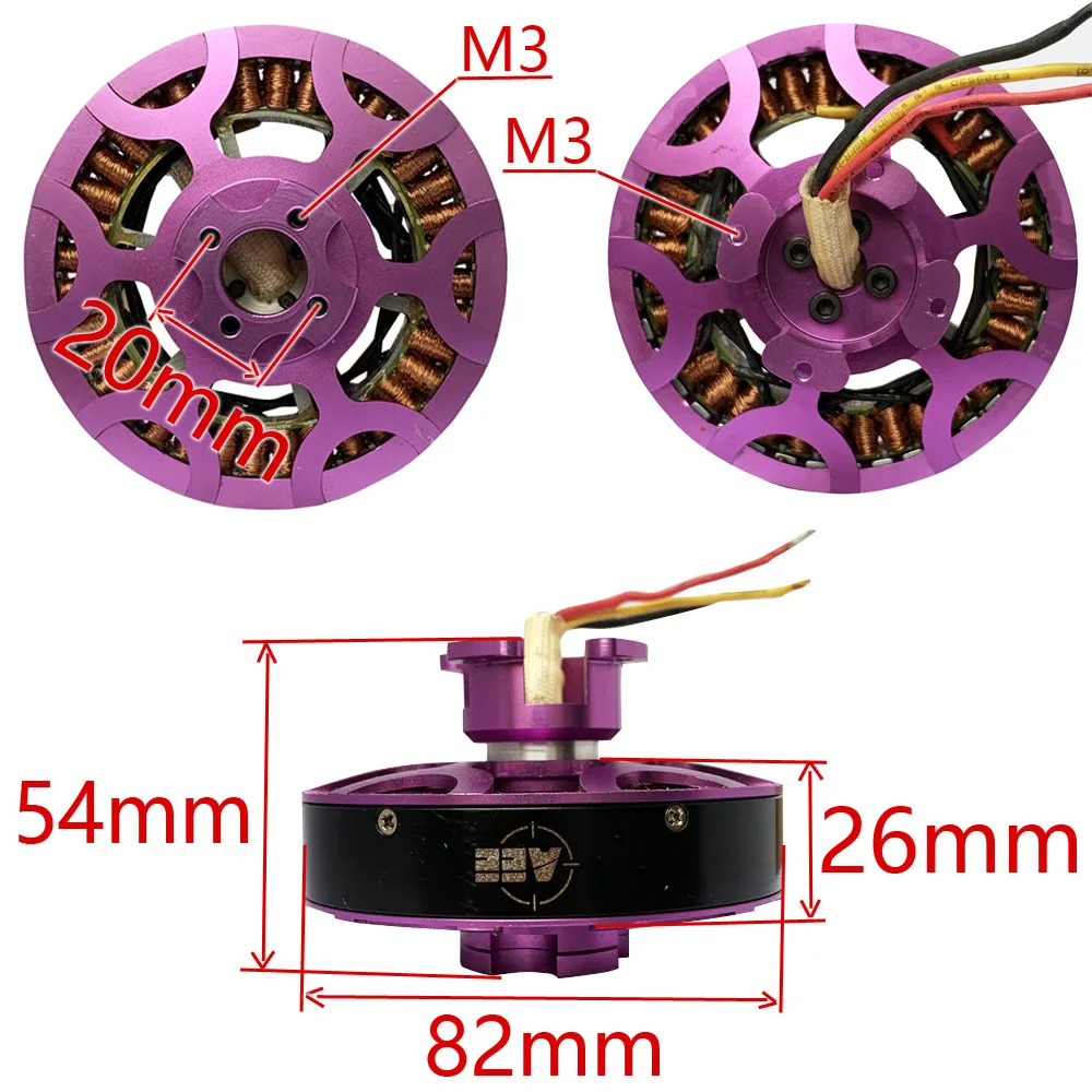 AJ8028 (7210) External Rotor Brushless Motor 175KV multi-axis brushless motor disc motor UAV motor plant protection drone