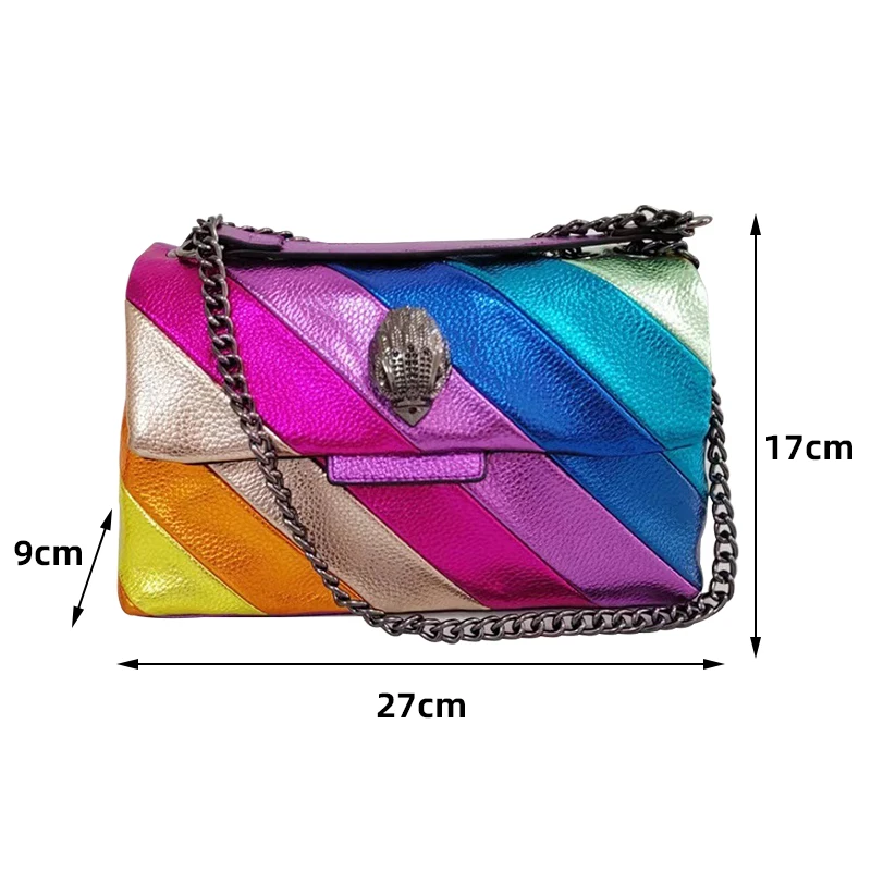 Hotsale Eagle Bags Colorful Women Handbag Rainbow Patchwork Icon Metal Logo On The Front Flap Jointing Purse