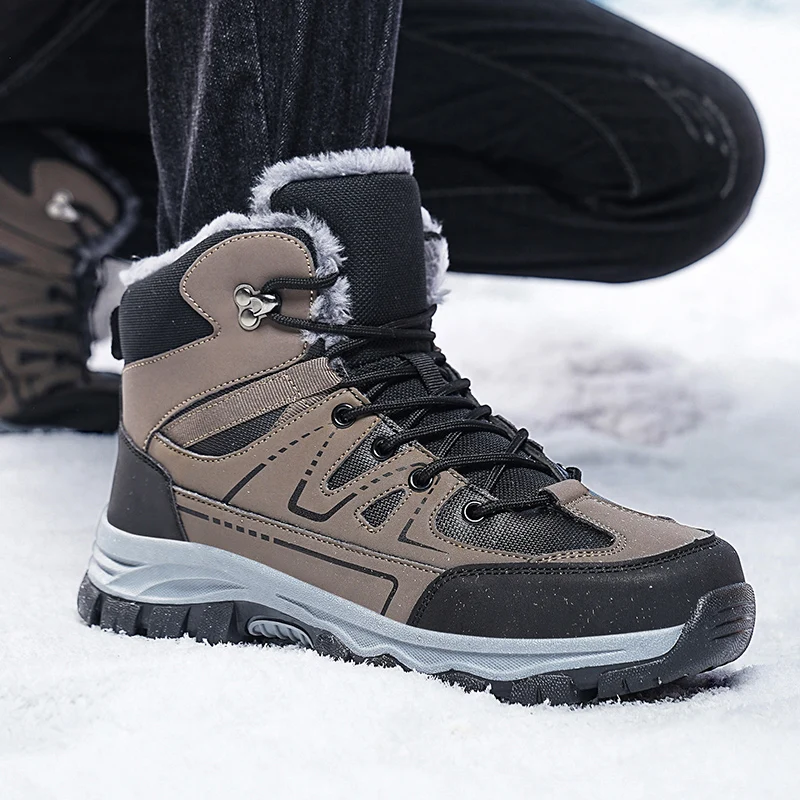 Autumn Winter Couple Outdoor Hiking Shoes High-top Thick Sole Hiking Shoe Travel Warm Cozy Leisure Sports Shoe Zapatillas Hombre