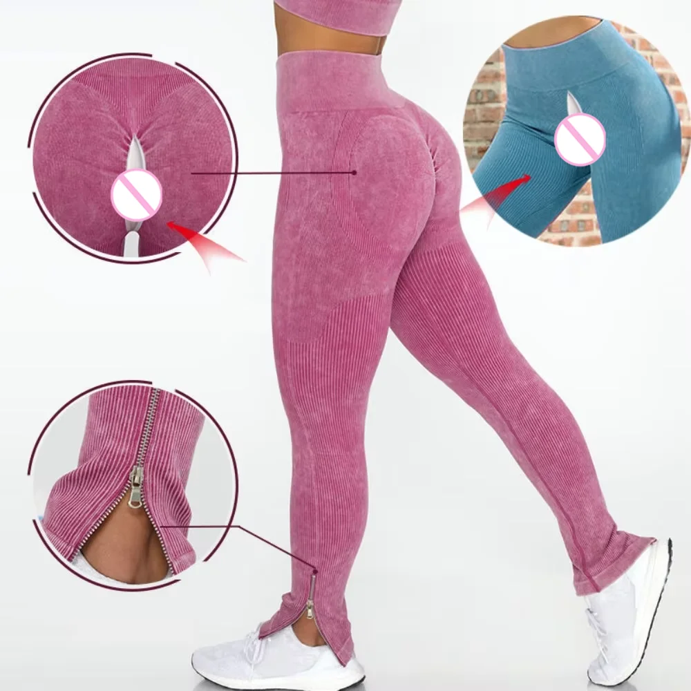 

Peach Butt Fitness Pants for Women, Invisible Crotch, Zipper, High Waist, Hip Lift, Yoga Pants, Running Sports Tights, Outdoor S