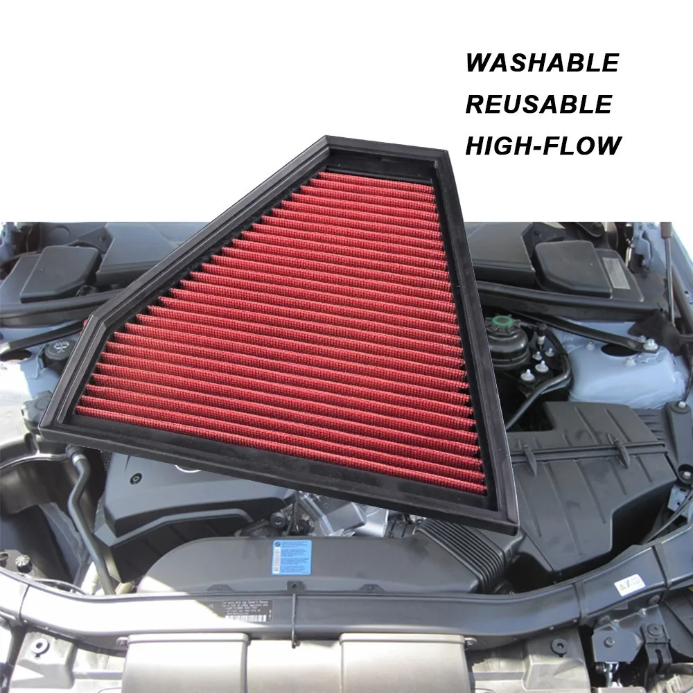 Replacement Panel Air Filter for BMW E81 130 E90 E91 E92 E93 325 330 OEM 13717542294 Washable Reusable Car Cold Intake Filter