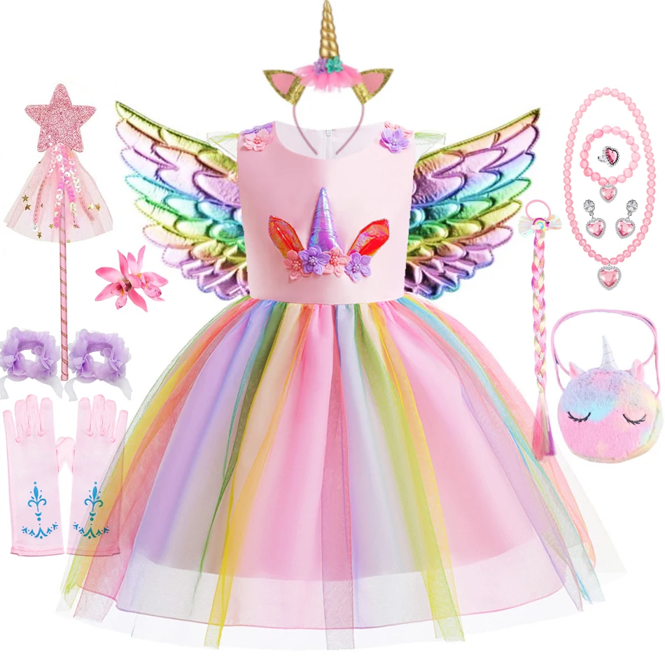 Abito unicorno per bambina neonate abiti da compleanno principessa per costumi da festa abbigliamento per bambini