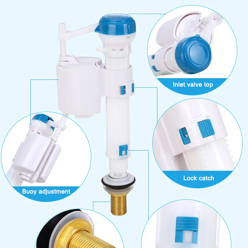 Adjustable Toilet Inlet Valve Flush Valves Toilet Cistern Flush Push Button Valve for Toilet Tanks Cistern Syphon Bathroom G1/2