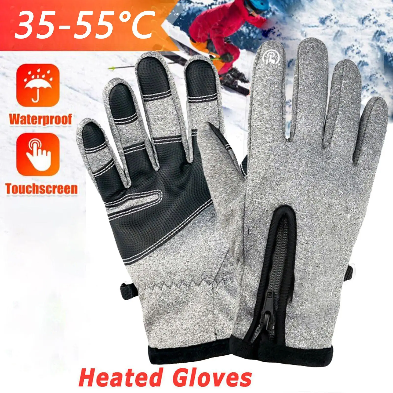 

Перчатки с подогревом, зимние перчатки с USB-подогревом и сенсорным экраном, 3 настройки, зимние варежки, обогреватель для женщин и мужчин, езда на велосипеде