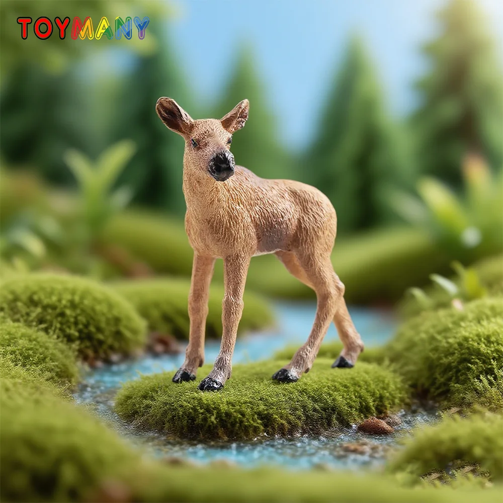 

Toymany Simulation Moose Calf Wildlife Animal Model Toy Mini Figures Dolls Action Figurines Toys Children Gift Cake Decoration