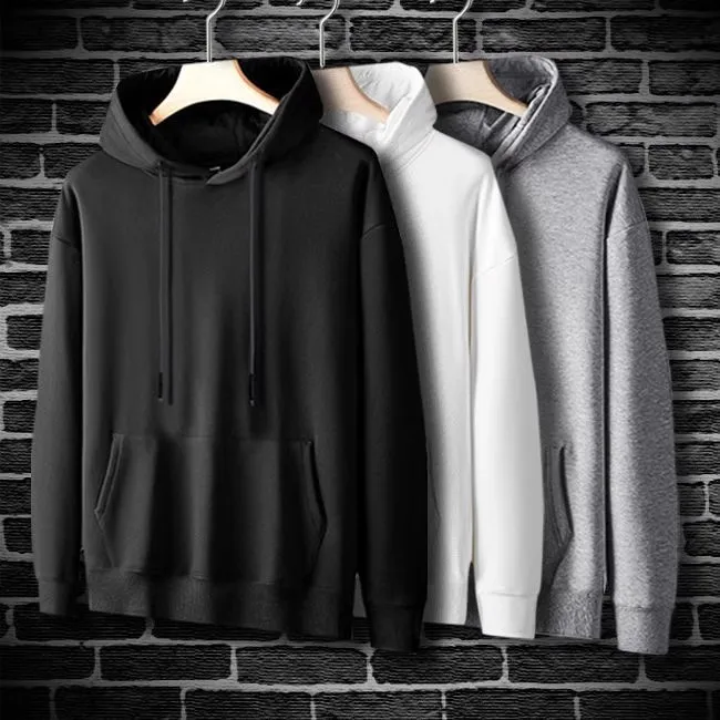 سترة Thiened Fce Long Sve بغطاء للرأس للرجال كاجوال دافئة ومضادة للبرد كبيرة الحجم مع قلنسوة لملابس الخريف والشتاء