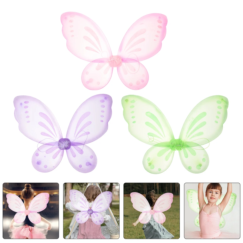 

6pcs Fairy Wings for Kids Children's Makeup Costume Single Layer Butterfly Pink Purple Green 7 Colors Cosplay Props Party Favor