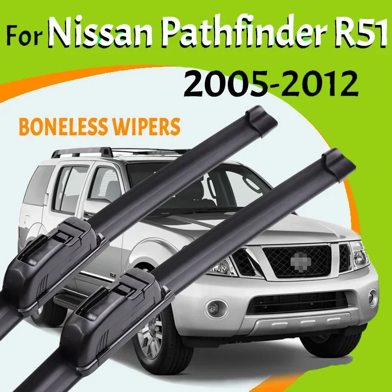 

For Nissan Pathfinder R51 2005-2012 Black Car Wiper U-type Soft Rubber Boneless Wiper HD Quiet Durable Automotive Wiper 24"+18"