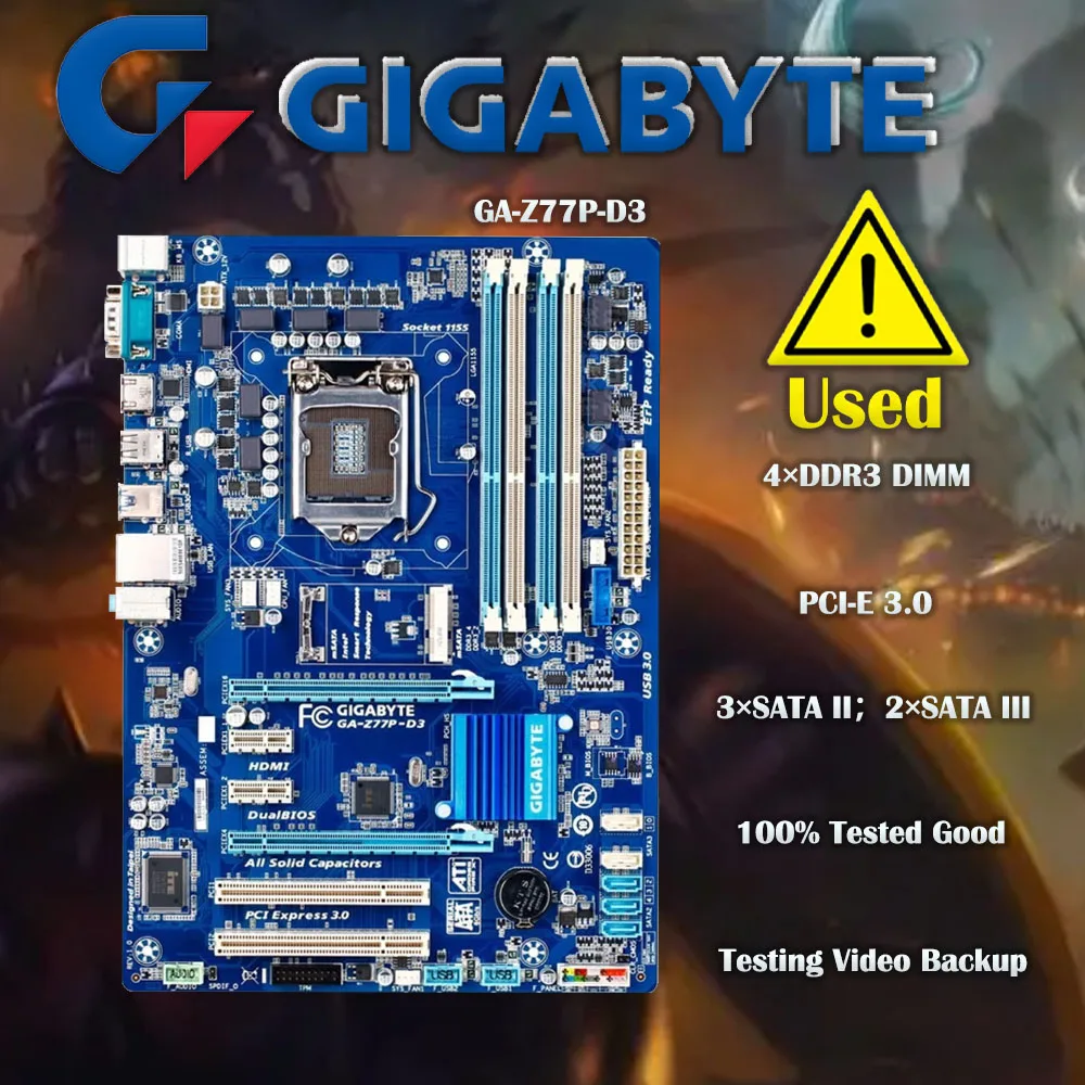 GIGABYTE GA-Z77P-D3 데스크탑 마더보드, Z77 소켓, LGA 1155 i3 i5 i7 DDR3 32G ATX UEFI BIOS 