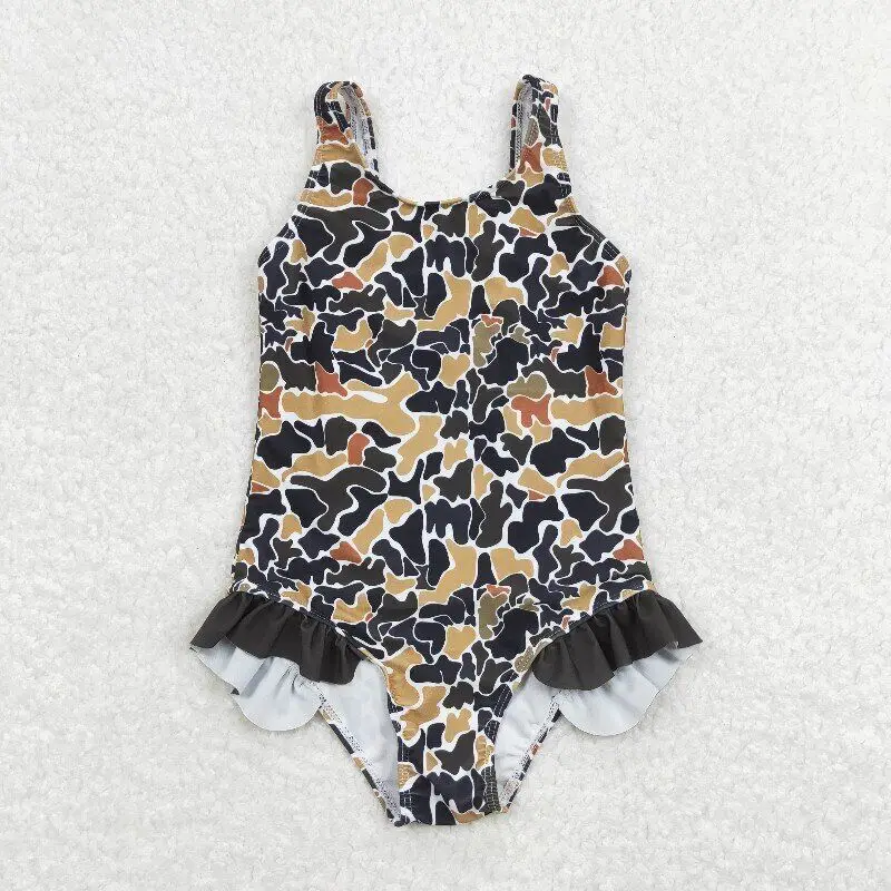 

RTS Baby Girls Camo Sleeveless Summer Fashion Ruffle Boutique Children Toddler One Piece Swimsuits Bathing Swimwear Suits