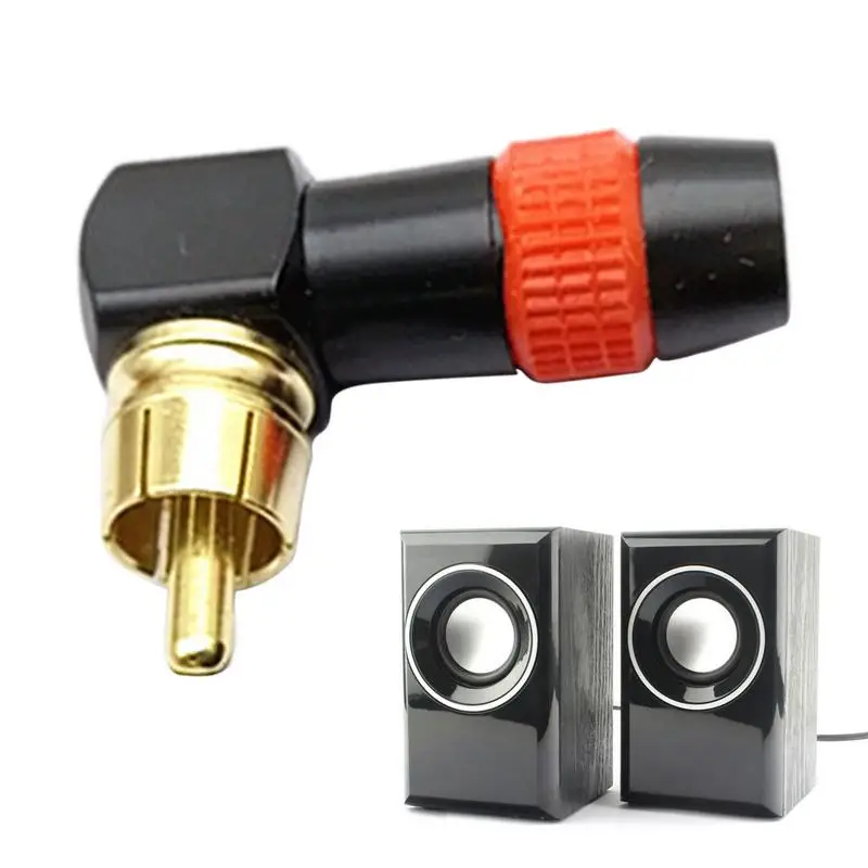 90 Degree Gold Plated R-CA Right Angle L-shaped Lotus Male And Female Welding Plug Adapter Audio Adapter Connector