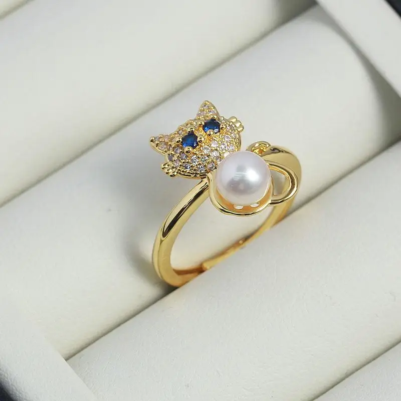 

5pcs Adjustable Gold Plated Pearl Ring Settings Findings & Accessories-for Jewelry Making Bulk Wholesale Craft Supplies 6-7mm
