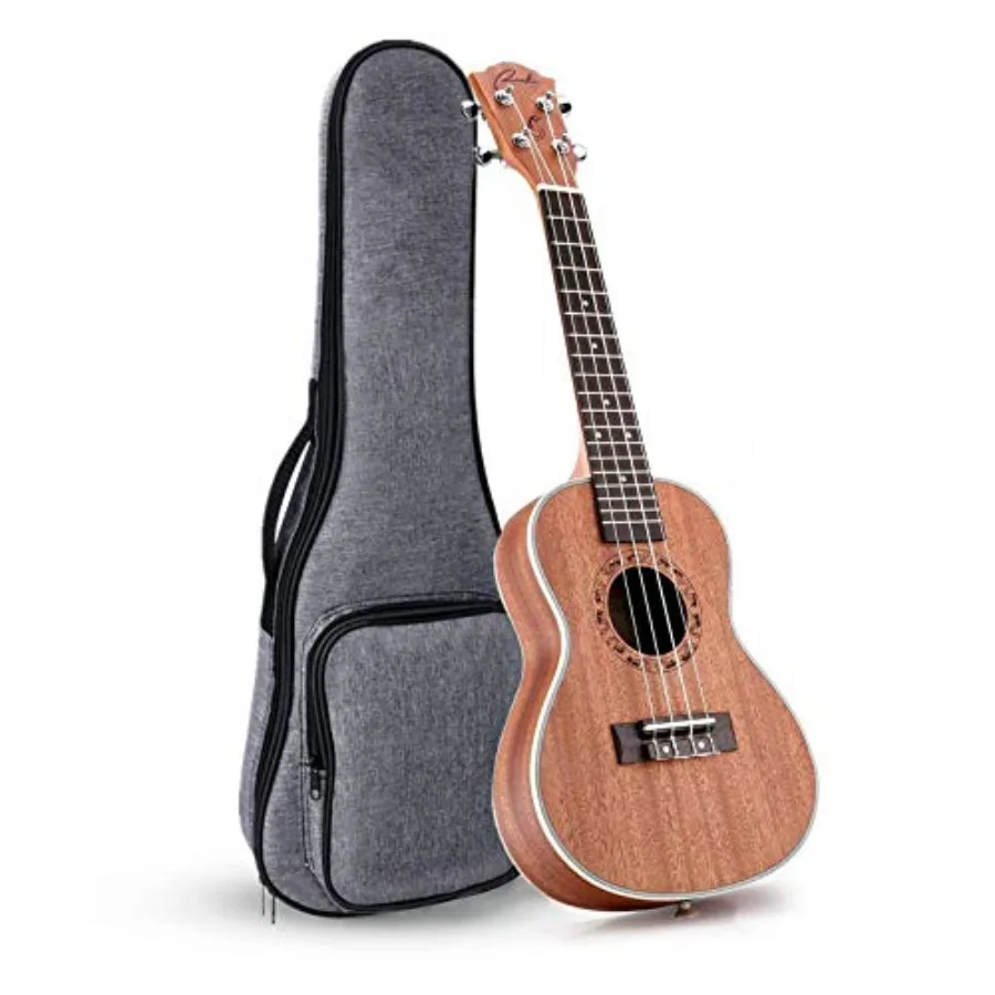 Left handed Concert Ukulele 23 inch for professional use, solid wood body, natural finish, includes padded gig bag for protecti