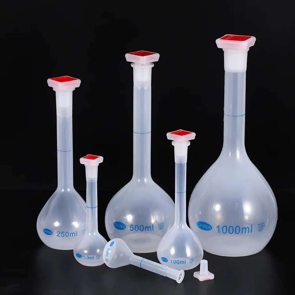 25/50/100/250/500/1000ml Volumetric Flask Plastic Long Neck Measuring Flask with Stopper Liquid Distribution Bottle