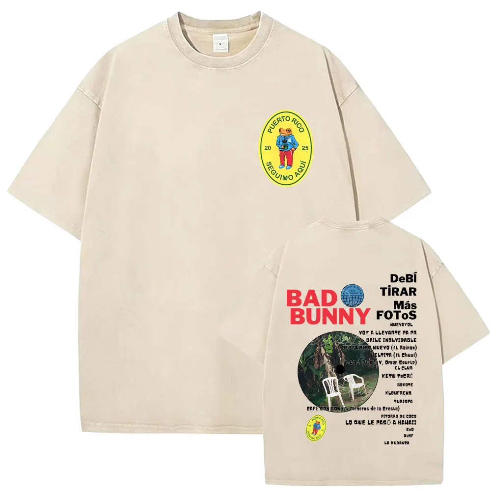 

Washed Vintage Rapper Bad Bunny T-shirt Awesome DeBi TiRAR MaS FOToS DTMF Tour 2026 T-shirts Men Hip Hop Oversized Streetwear