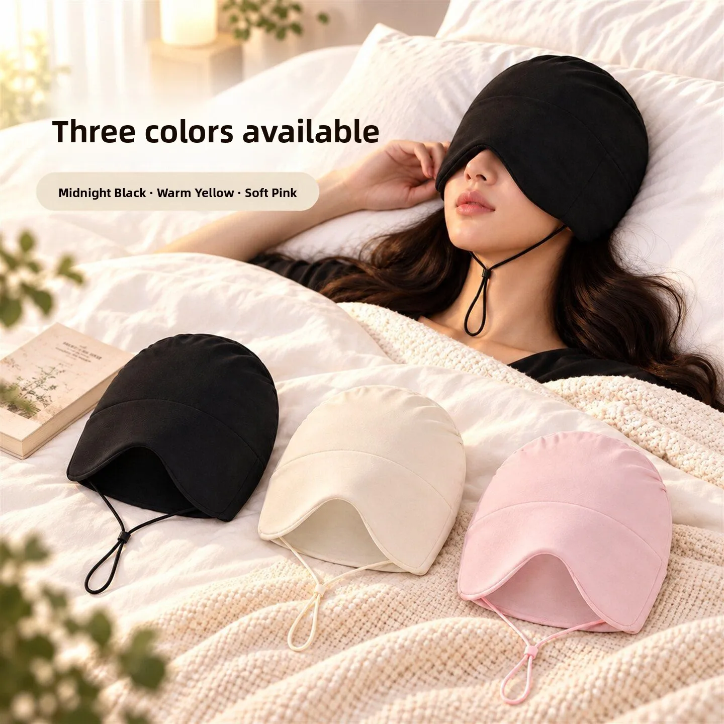new-blue-bell-sleep-mask-unisex-sleep-hat-light-blocking-warm-windproof-non-hair-pressing-three-colors-available-for-home-use