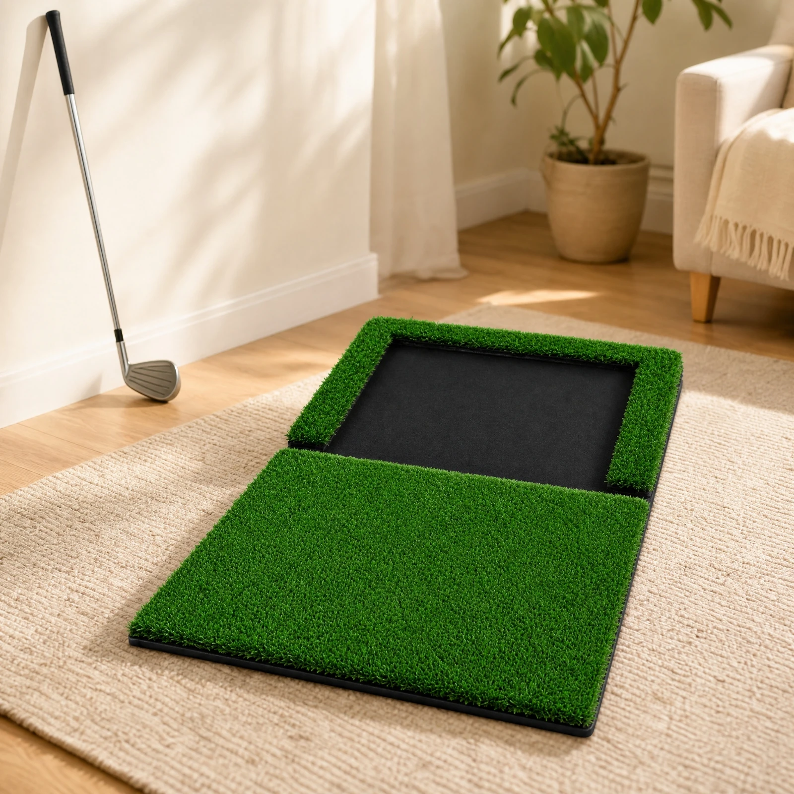 Golf Hitting Mat with Ball Storage Portable Foldable Golf Hitting Mat Space-Saving Versatile for Golfers