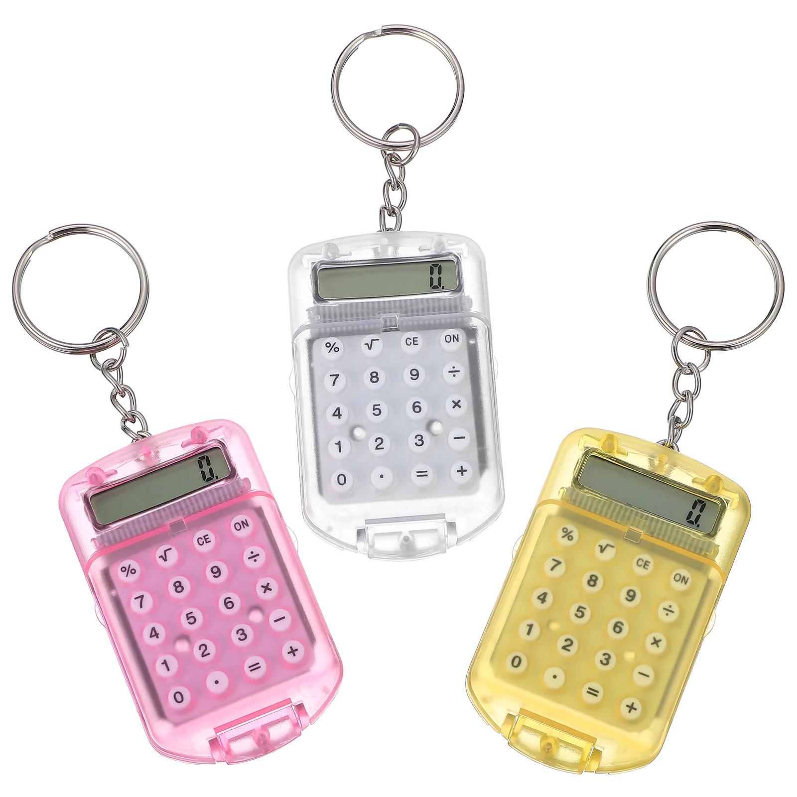 

3pcs Mini Calculator Pocket Size Lightweight Compact Ring Cute Basic Number Accounting Desk Office College