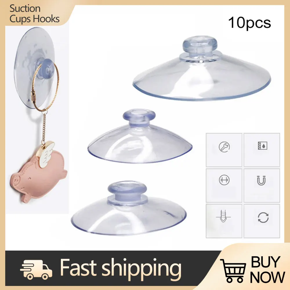 10pcs 20/30/45mm Mushroom Head Clear Suction Cups Window Glass Table Wall Hanging Storage Keys Hoks Kitchen Bathroom Hooks