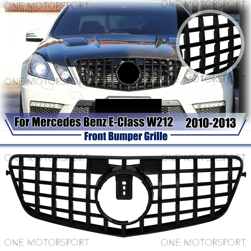

GTR Style Front Grille For Mercedes Benz E-Class W212 2010-13 E250 E300 E350 E500 E550 Glossy Black Racing Grille Bumper Grille