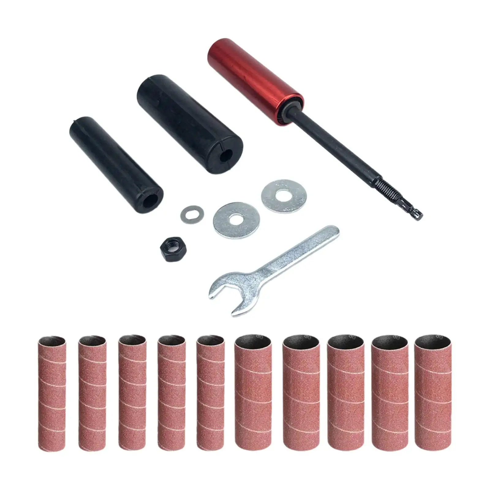 Handheld Rubber Sanding Drums and Sleeves with Universal Hex Shank for Resurfacing Contouring Grinding Woodworking Drill Press