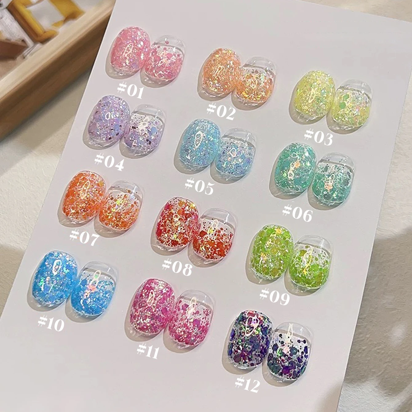 

1-12PCS Dream Eden Sequin Gel Nail Polish 2025 Popular New Style Whitening Colorful Flashing Starlight Sequin Nail Art Supplies