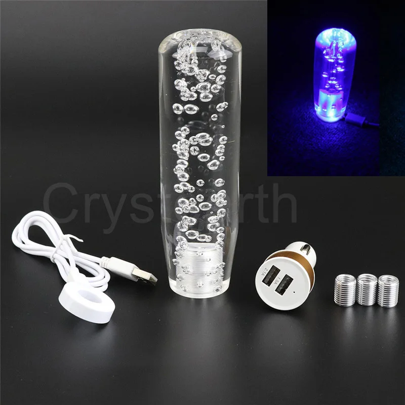 LED Light Shift Knob Stick Crystal Transparent Bubble Gear Shifter 15cm Multicolor Gradient Shift Knob Universal Car Styling