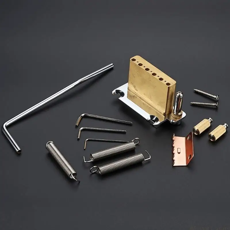 

31BE 2 Point Guitar Tremolo Bridge with Tremolo System Saddles and Full Size Brass Block 2-Point Electric Guitar Bridge