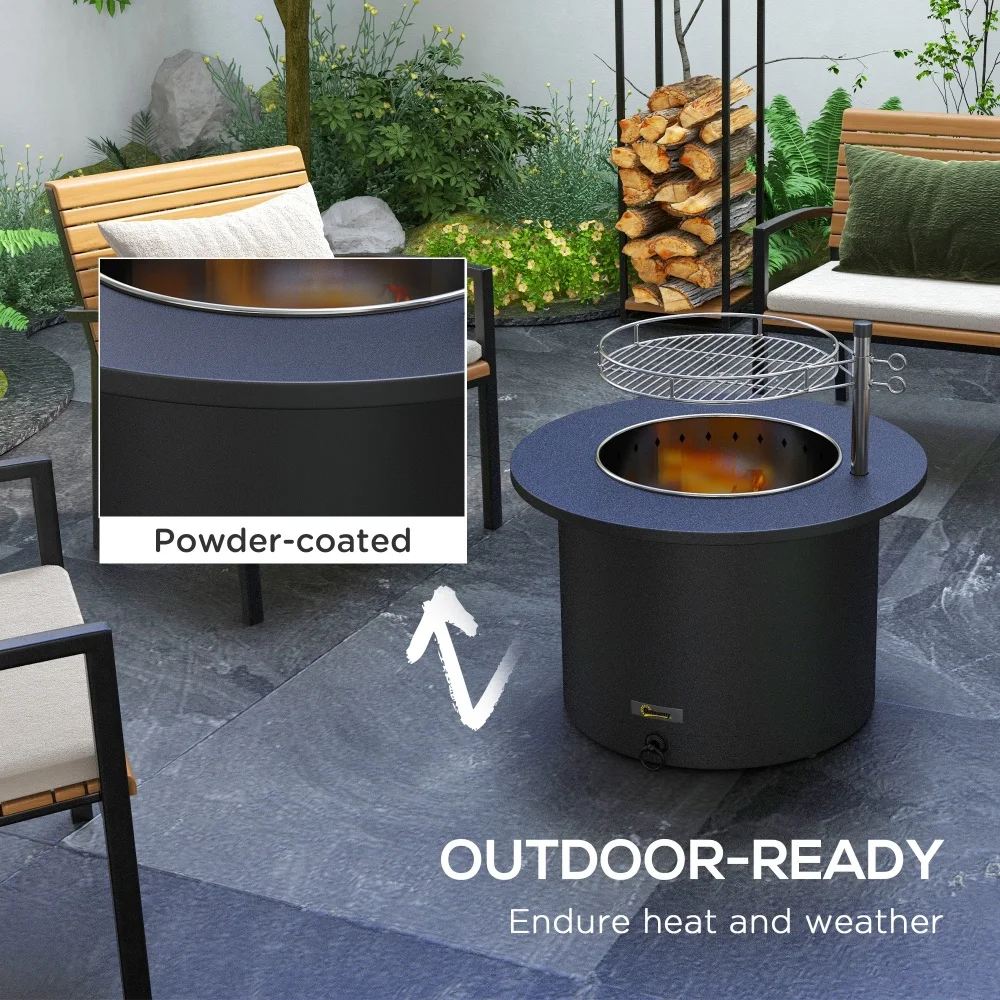 2-in-1 Smokeless Fire Pit, BBQ Grill, 25