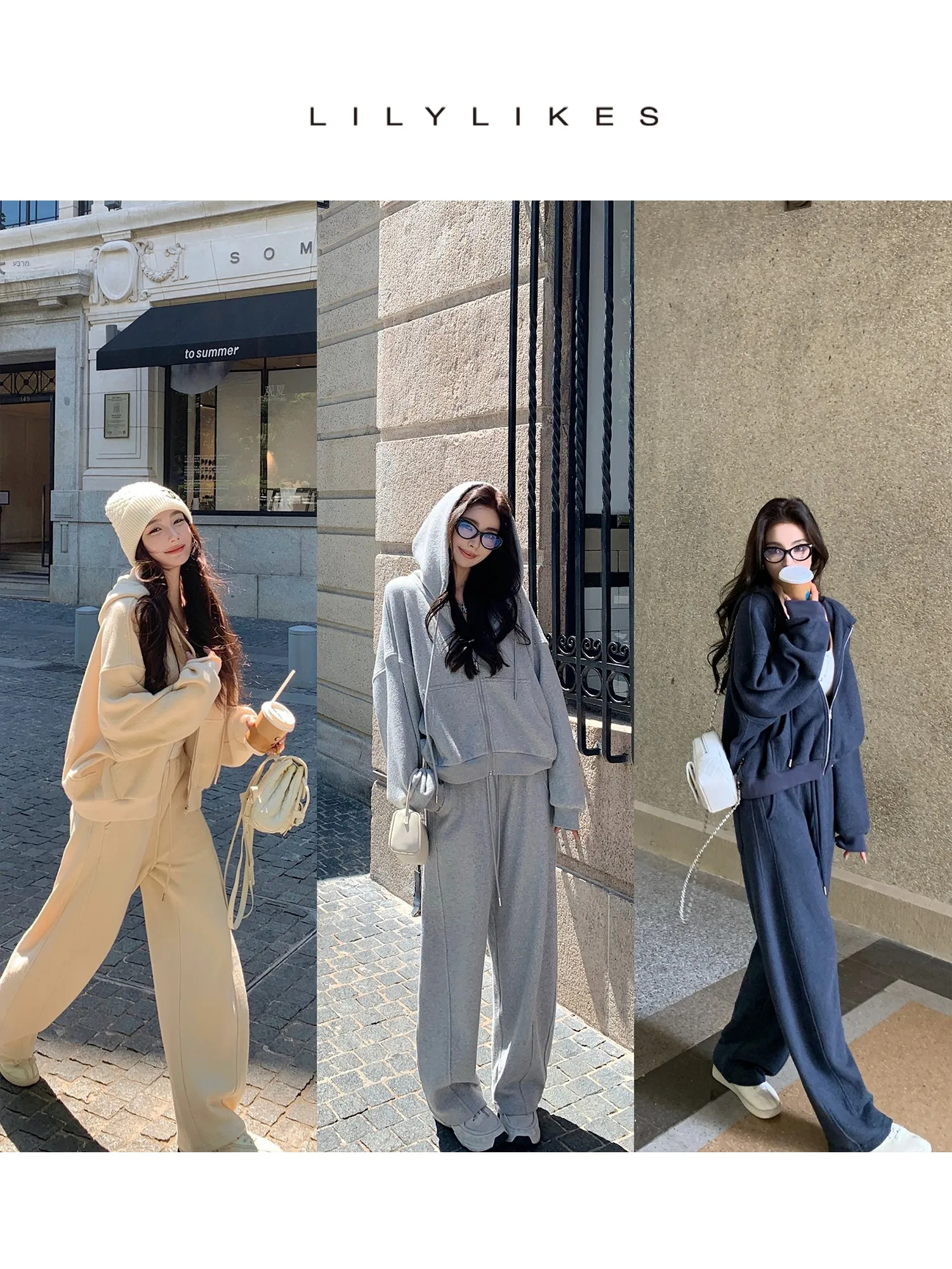 

Lilylikes Wool Cotton Comfortable Sweatirt Sweatpants Set Long Term Relaxism Exclusive Edition Casual Sle Autumn Faion
