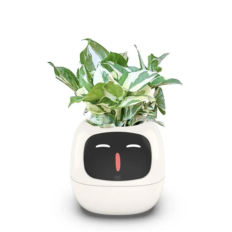 Artificial Intelligence AI Pet Flower Pot Planting Robot Plant Care Guide Time Temperature Display Flower Pot