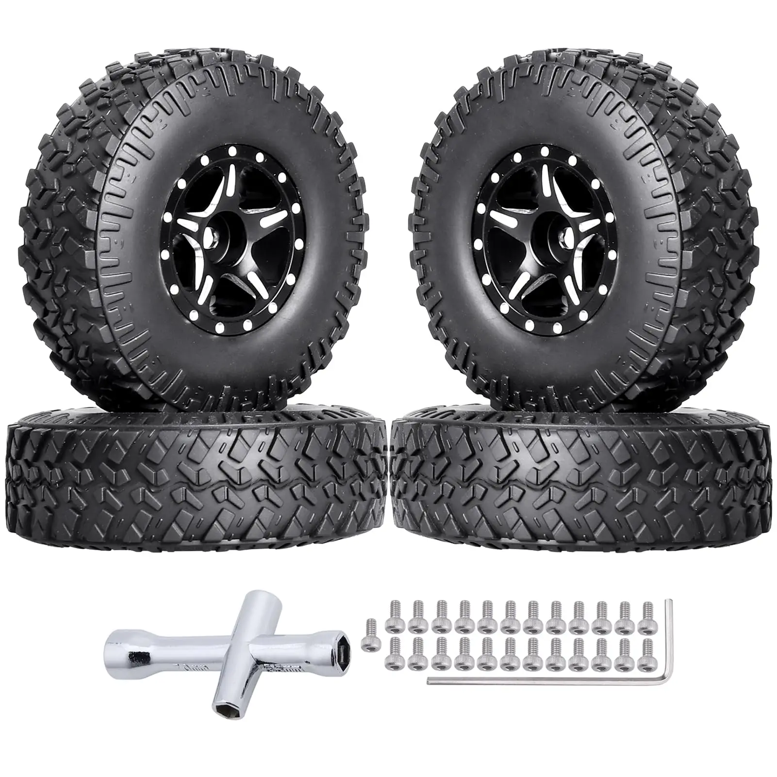 

HobbyPark 1.0 Beadlock Wheels for TRX4M AX24 SCX24 FCX24 Enduro24 1/18 1/24 RC Crawler Car (Style B with Tires)