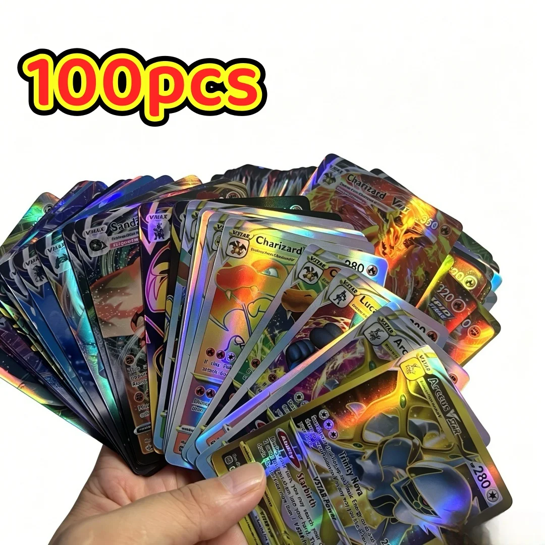 Pokémon V VMAX GX EX Cards French and English Version 60/100PCS Holographic Rare Flash Cards Set for Pokémon TCG Collection Gift