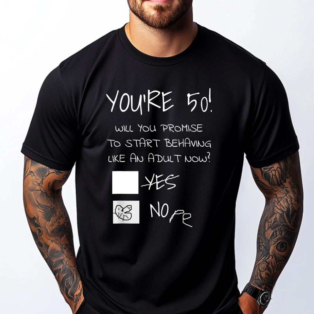 

Funny 50th Birthday Gag Gift Idea 50 Years Old Joke Present Oversized T Shirt Letter T Shirts Men Oversized Adult Fall