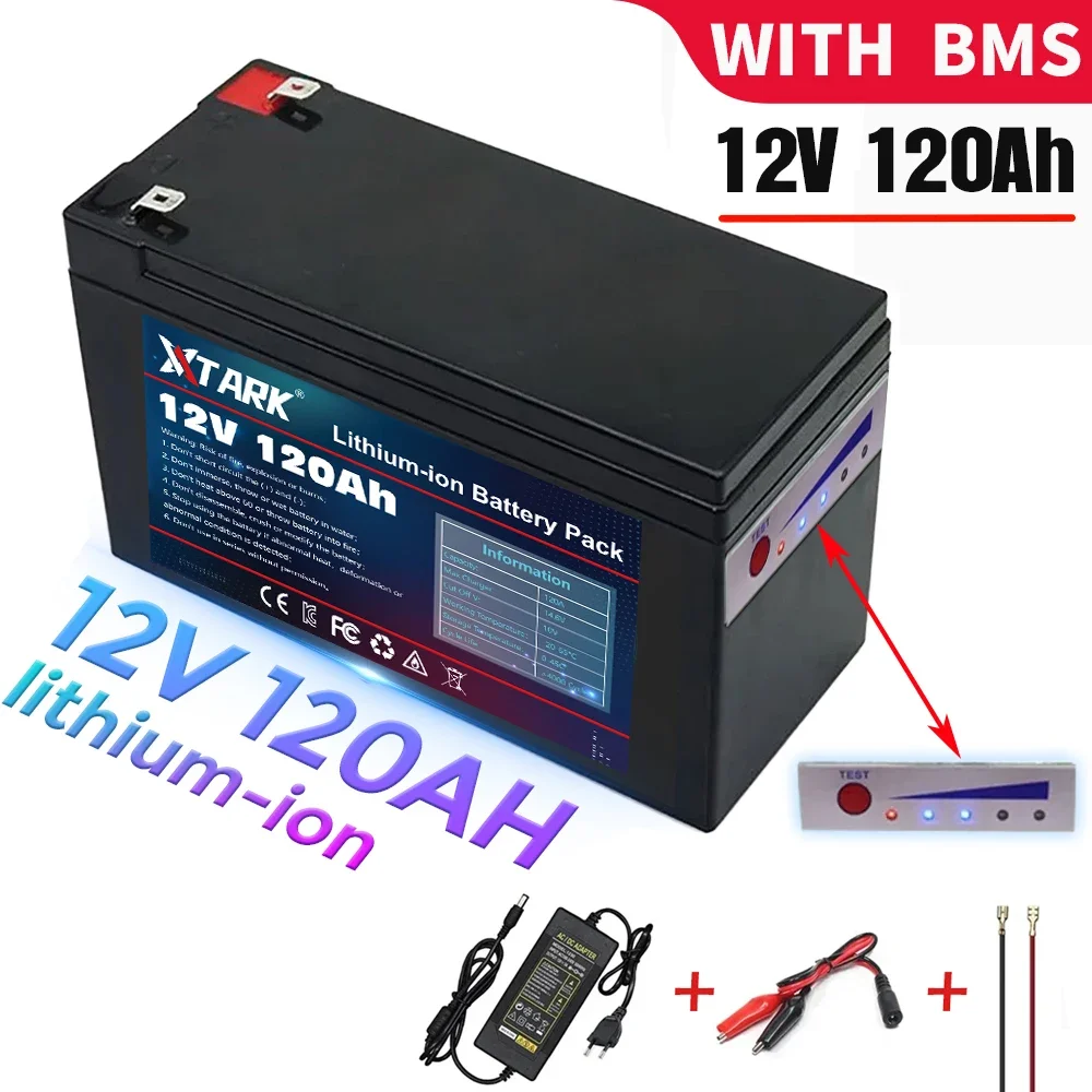 New Portable 12V 120000mah Rechargeable Li-Ion Battery, For LED Lamp Light Backup Powe Etc+ Charger