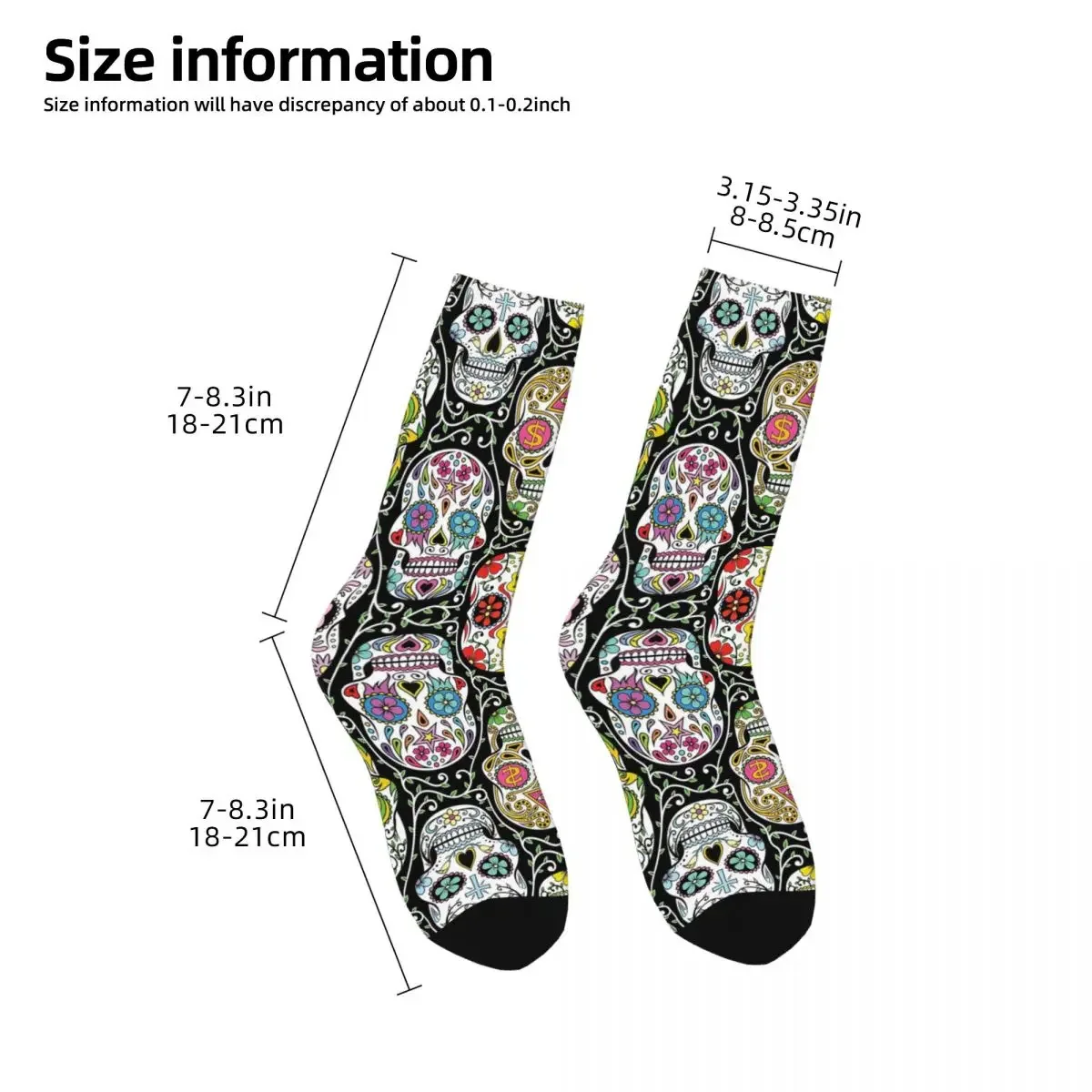 Chaussettes motif crâne mexicain Harajuku, bas super doux, chaussettes longues toutes saisons, accessoires pour cadeau d'anniversaire unisexe