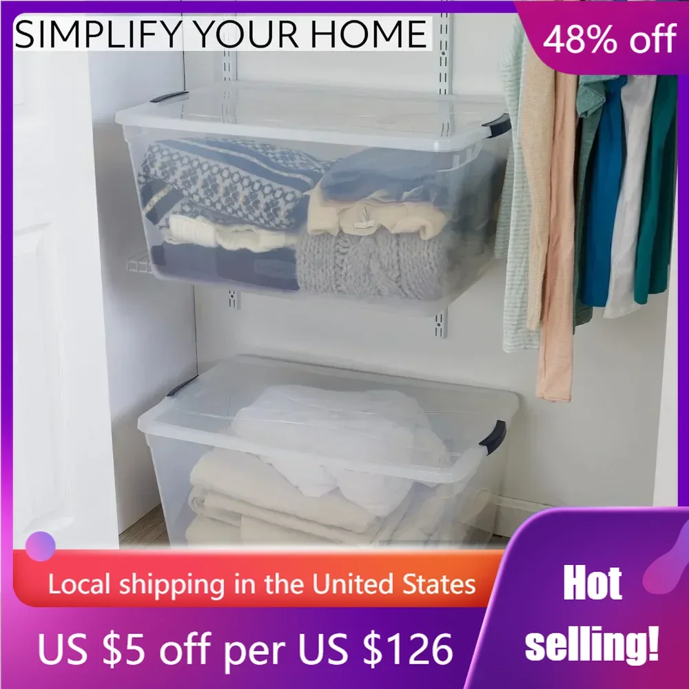 

95Clear Stackable Large Plastic Storage Containers With Lids Freight free