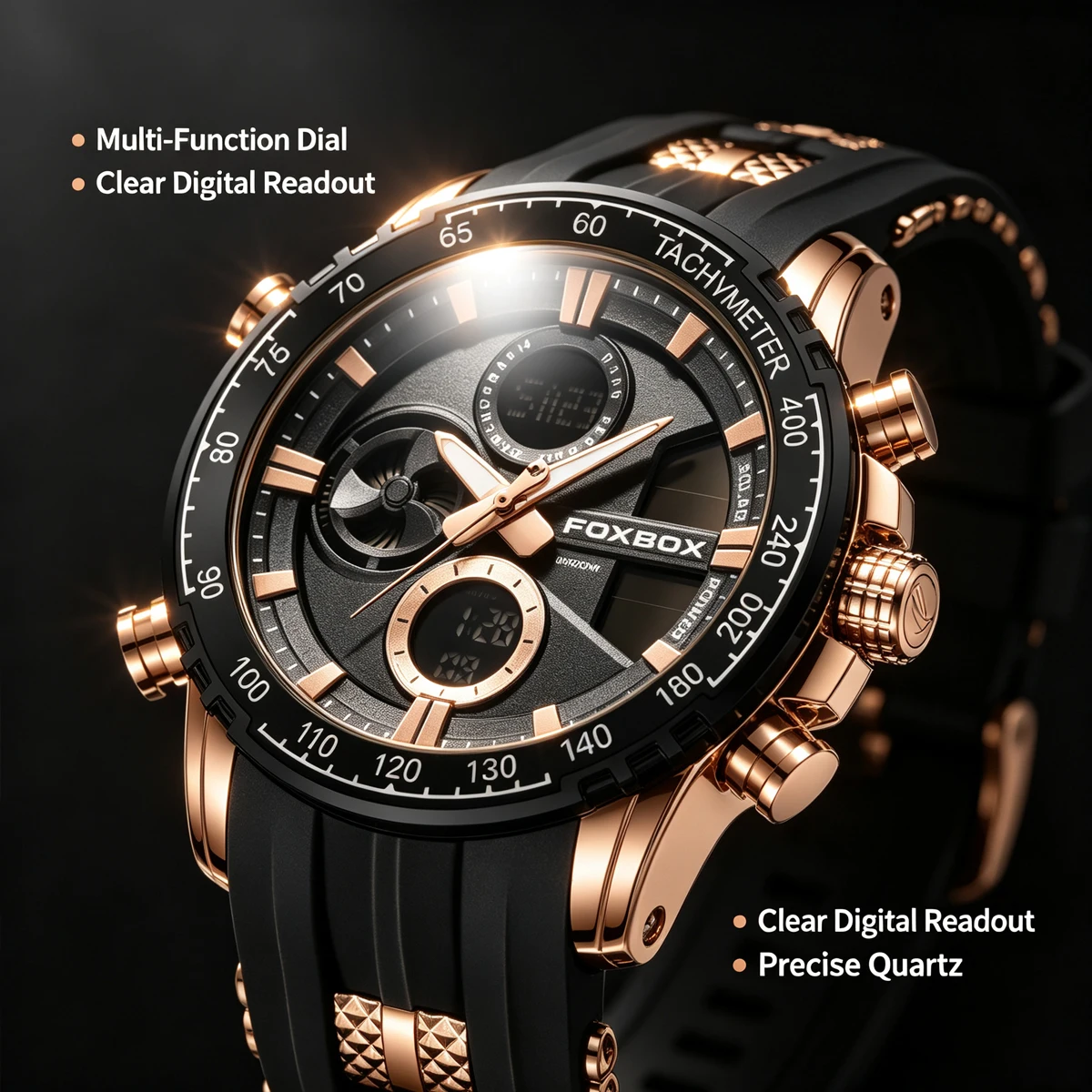 

FOXBOX Outdoor Sport Electronic Man Watch Casual Fashion Simple Silicone Luminous Waterproof Alarm Date Digital Watches for Men