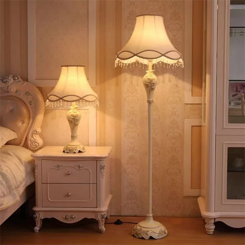 PLLY European Floor lamp Luxurious Living Room Bedroom Study Villa Hotels LED Warm Creativity Floor lamp Next To Sofa