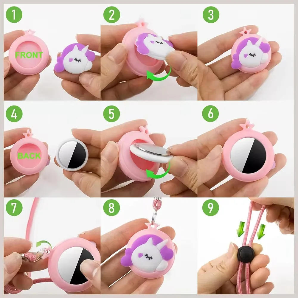 Силиконовое Сменное детское ожерелье с 4 шт. в упаковке, мультяшный колпачок, защитная крышка, аксессуары для трекера с регулируемой длиной для AirTag