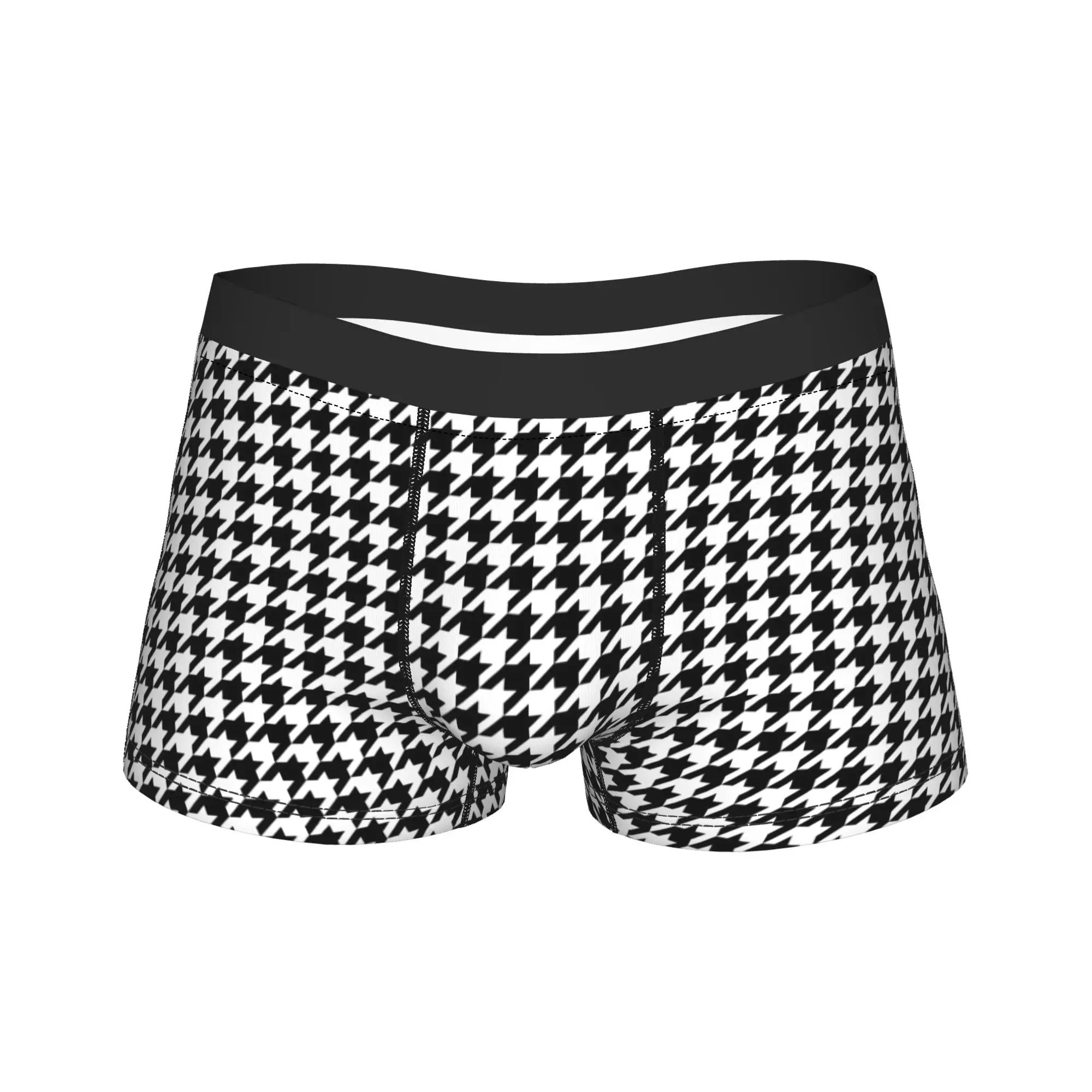Vertical Black White Houndstooth Seamless Pattern Underwear  Men Panties Printing Soft Trend Boxer Shorts Hot Sale Boxer Brief