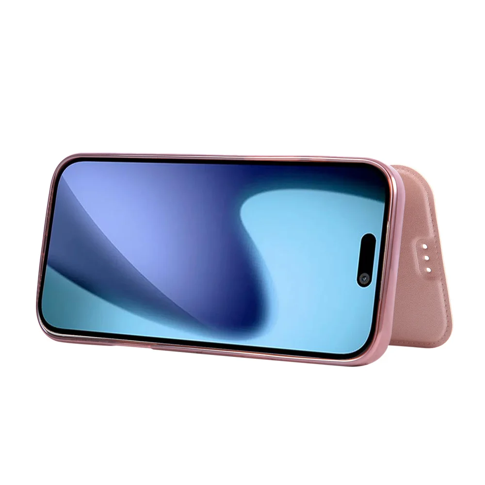 Luxuriöse transparente Flip-Lederhülle mit Kartenfächern für iPhone 18 16 17 Pro Max 14 15 13 12, plattierte weiche Silikonhülle – Detail 5