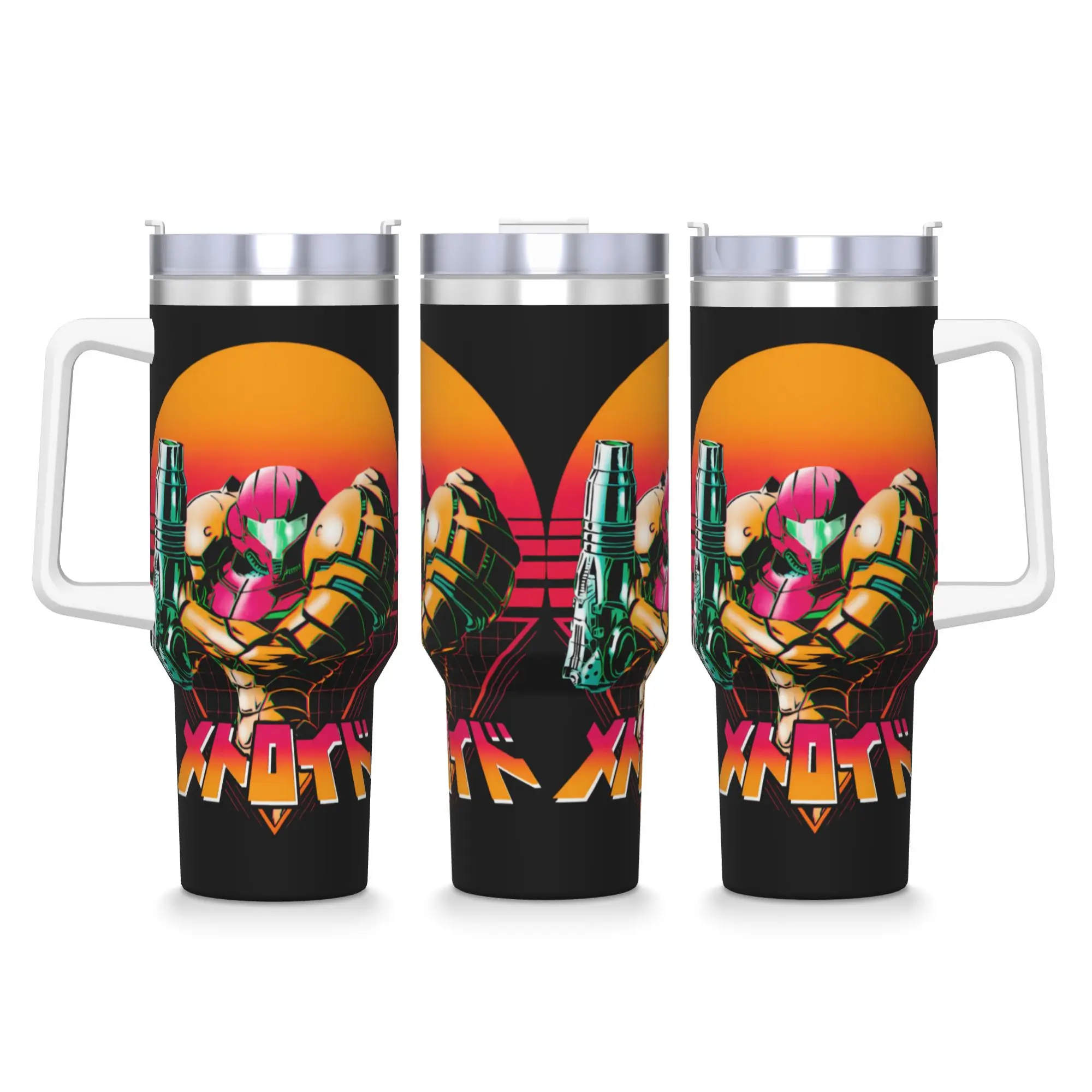Metroids Hero Game Samus Stainless Steel Tumbler Car Mugs Large Capacity Thermal Cups Keep Heat Hot Drinks Milk Tea Water Bottle