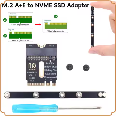 M.2 A+E To NVME SSD Adapter A/E Key To M Key Female Extension PCIE 4.0 Riser Card M2 WIFI Interface for Laptop Mainboard SSD 228