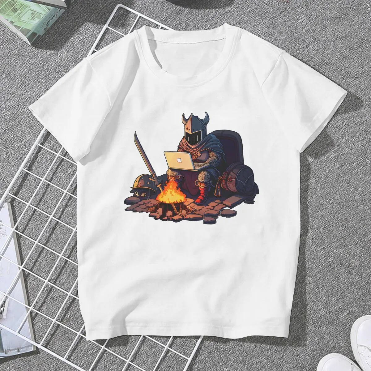 Game Dark Souls Bonfire Play Computer Tshirt Homme Women's Tees Unisex Polyester Blusas T Shirt For Women