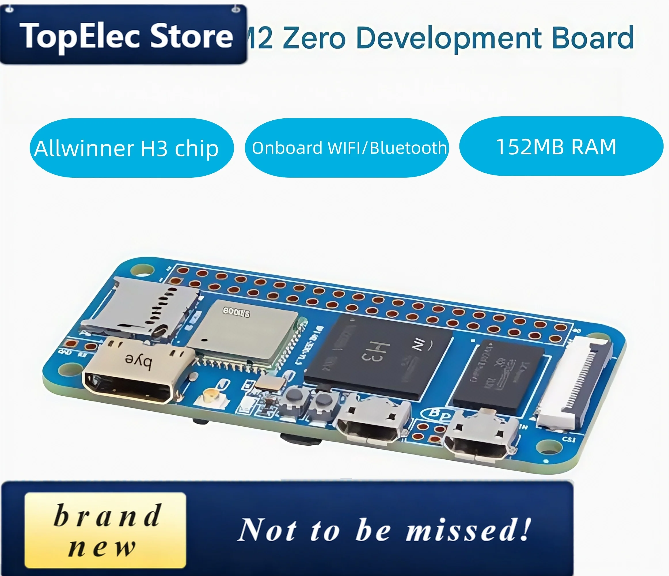 TopElec Banana Pi BPI-M2 Zero Development Board Allwinner H3 Quad-core Open Source Motherboard Compatible with Raspberry Pi ZERO