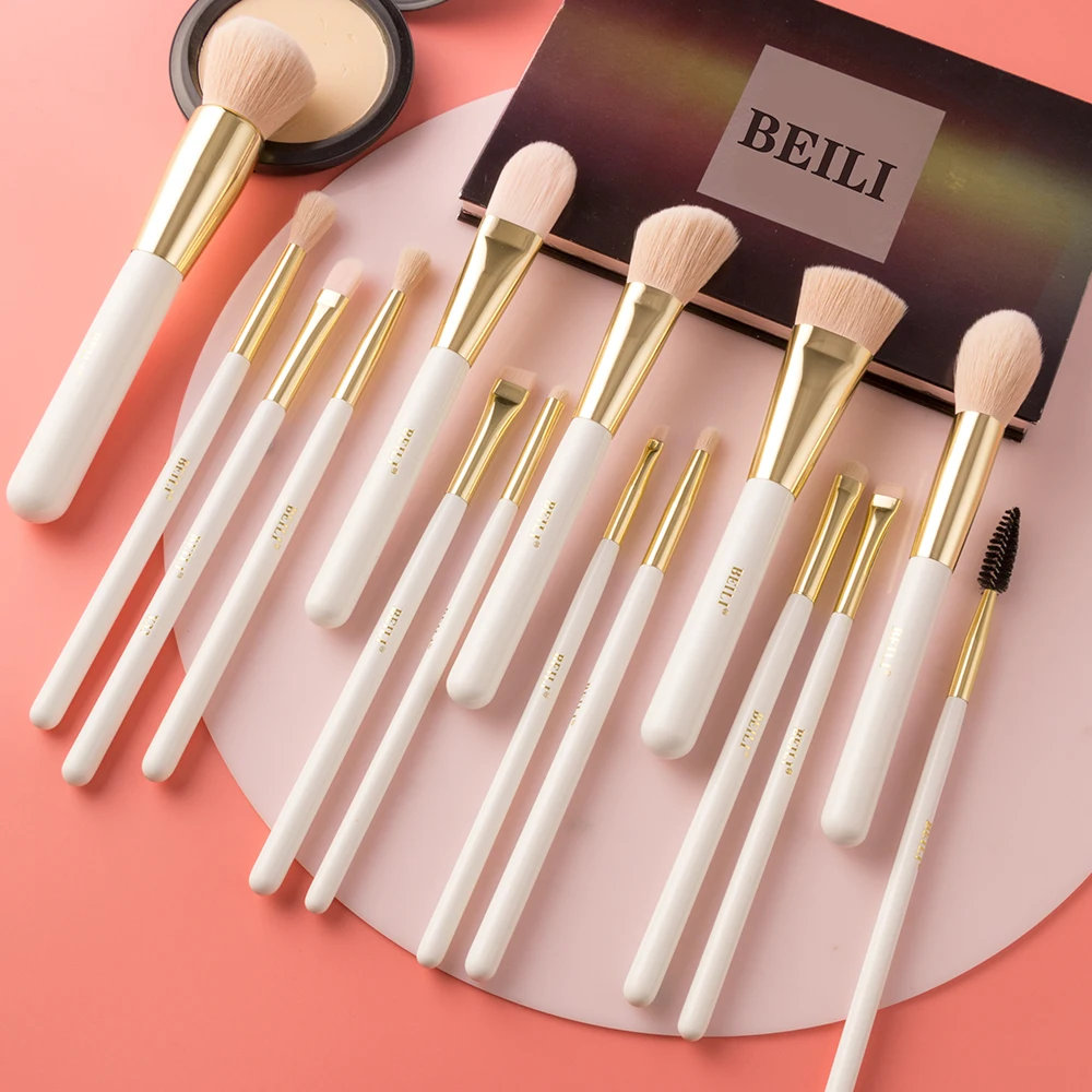 Custom logo Professional Luxury Makeup Brushes Set Premium Synthetic Hair White/gold Cosmetic Makeup Brush Set with Bucket